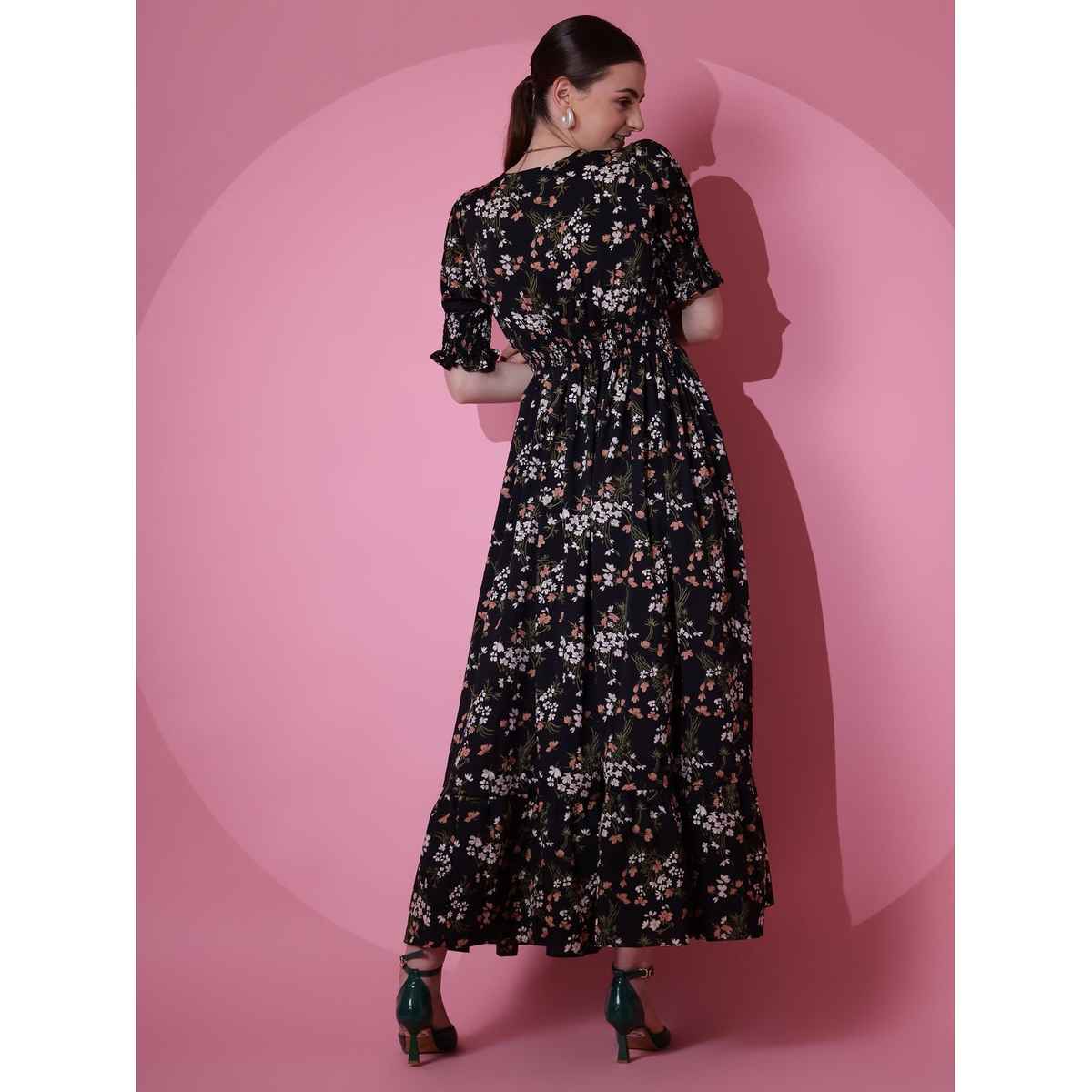Wyshlist Women's Maxi Dress Fit And Flare | Black - L
