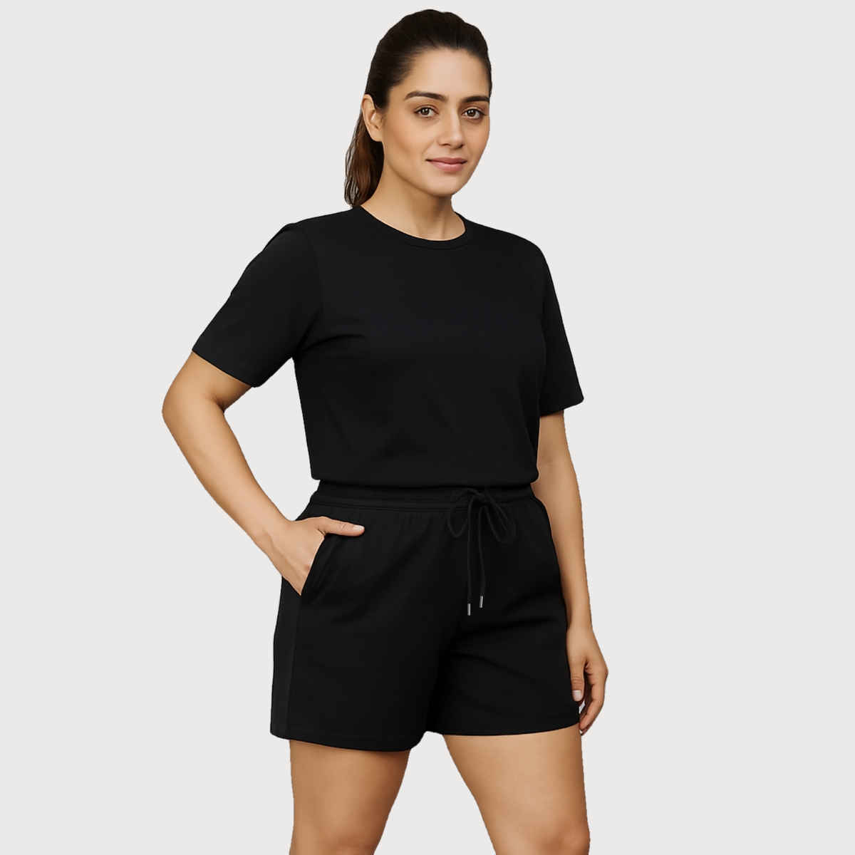 EQL Women's Pure Cotton Shorts | Jet Black - XL