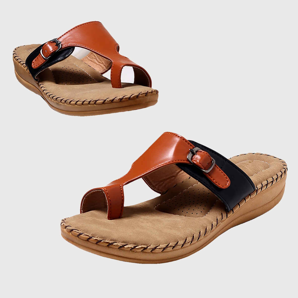Trase Doctor Ortho Comfortable Slippers For Women | Black-Tan | 6 UK