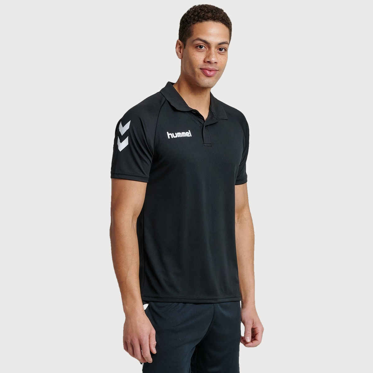 hummel Men's Core Functional Polo Neck Solid Regular Fit Gym T-shirt | Black - S