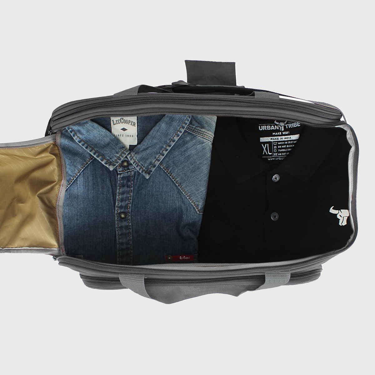 Urban Tribe Unisex Solid Polyester 60 L Telescopic Duffle Trolley Bag | Grey