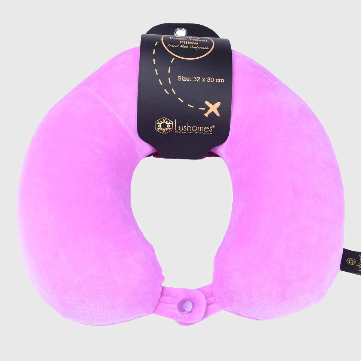 Lushomes Unisex Solid Polyester Neck Pillow | Purple - One Size