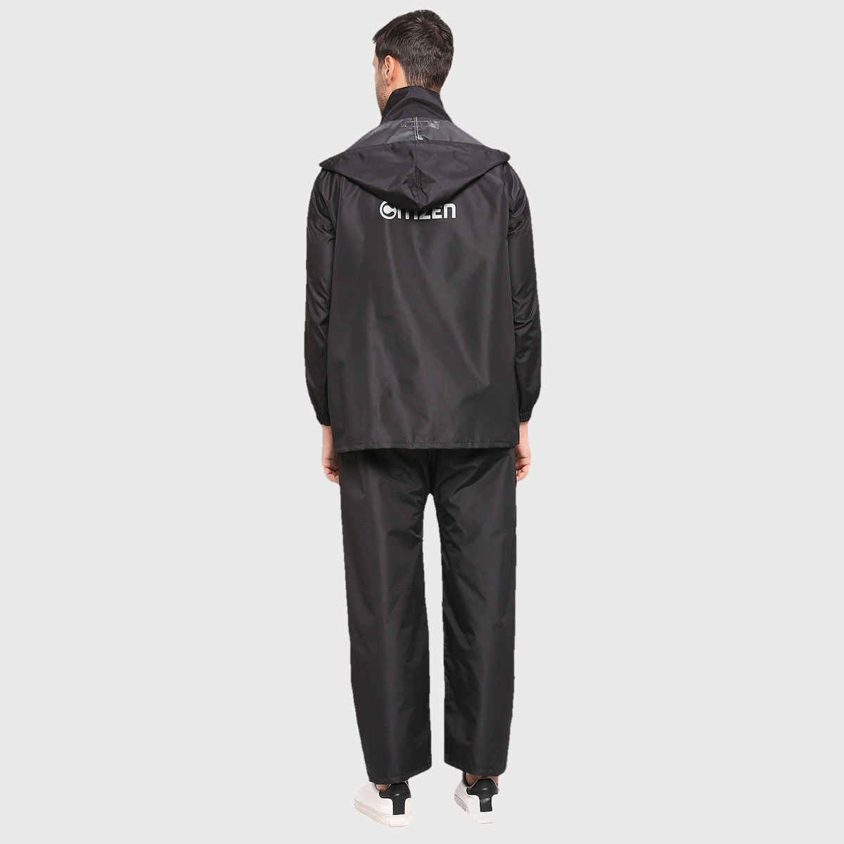 Citizen Tapping Series |Rubberized Raincoat With Pant - Black - CT007-XL