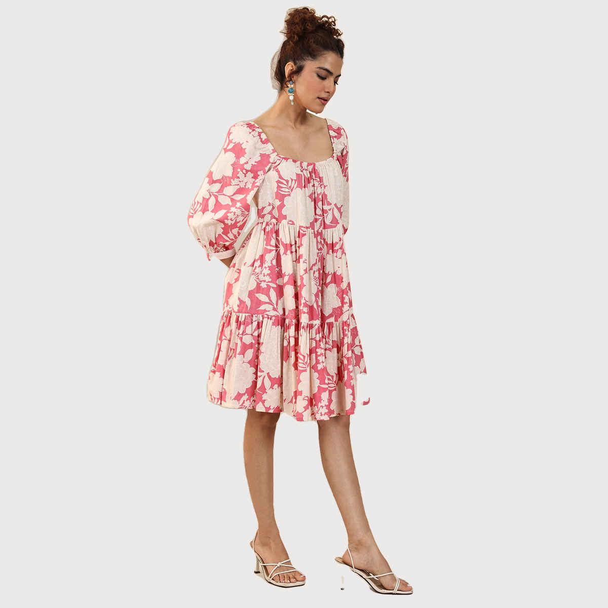Libas Women's Printed Cotton A-Line One Piece Dress | Coral - M