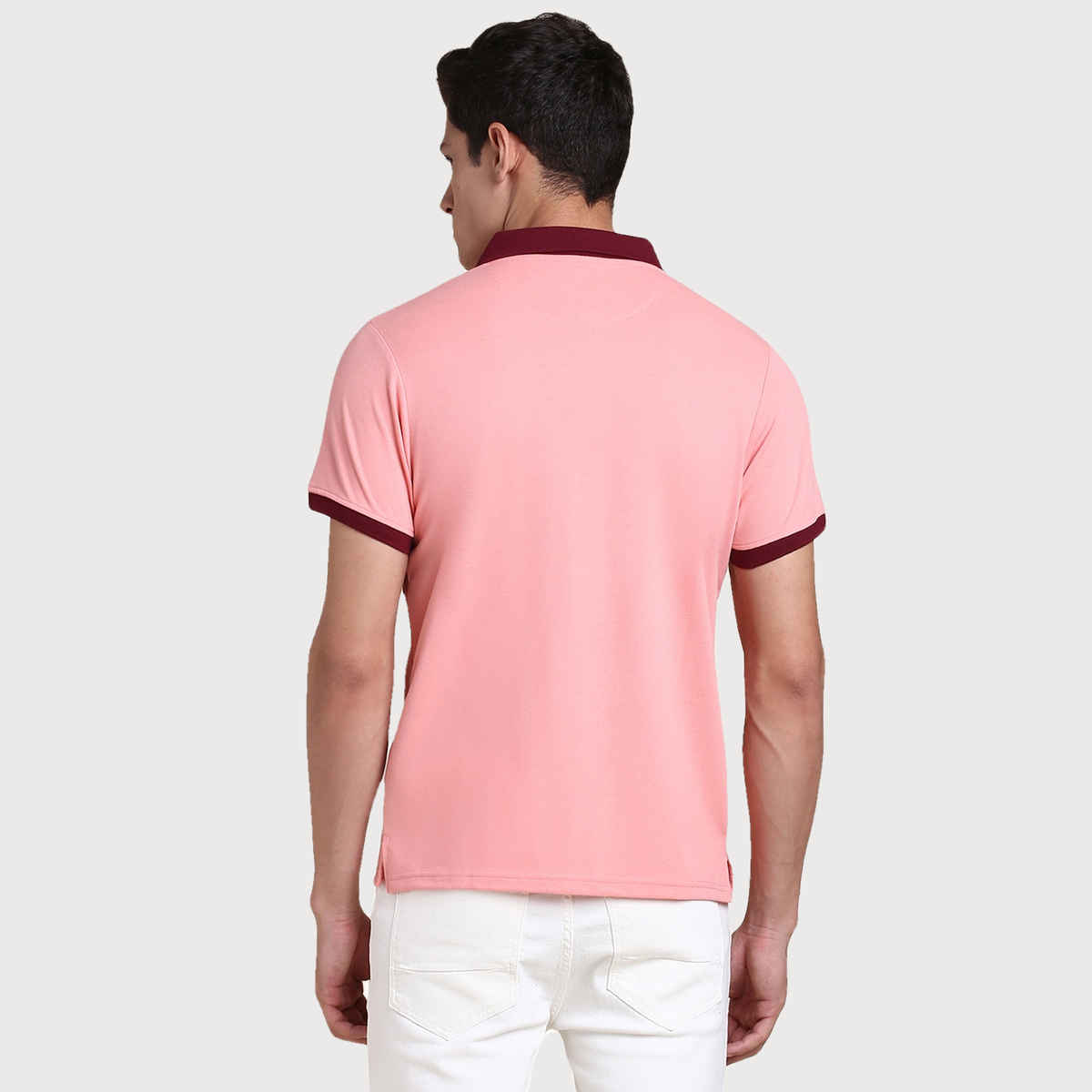 Dennis Lingo Men's' Solid Polo Collar T-shirt | Pink | M