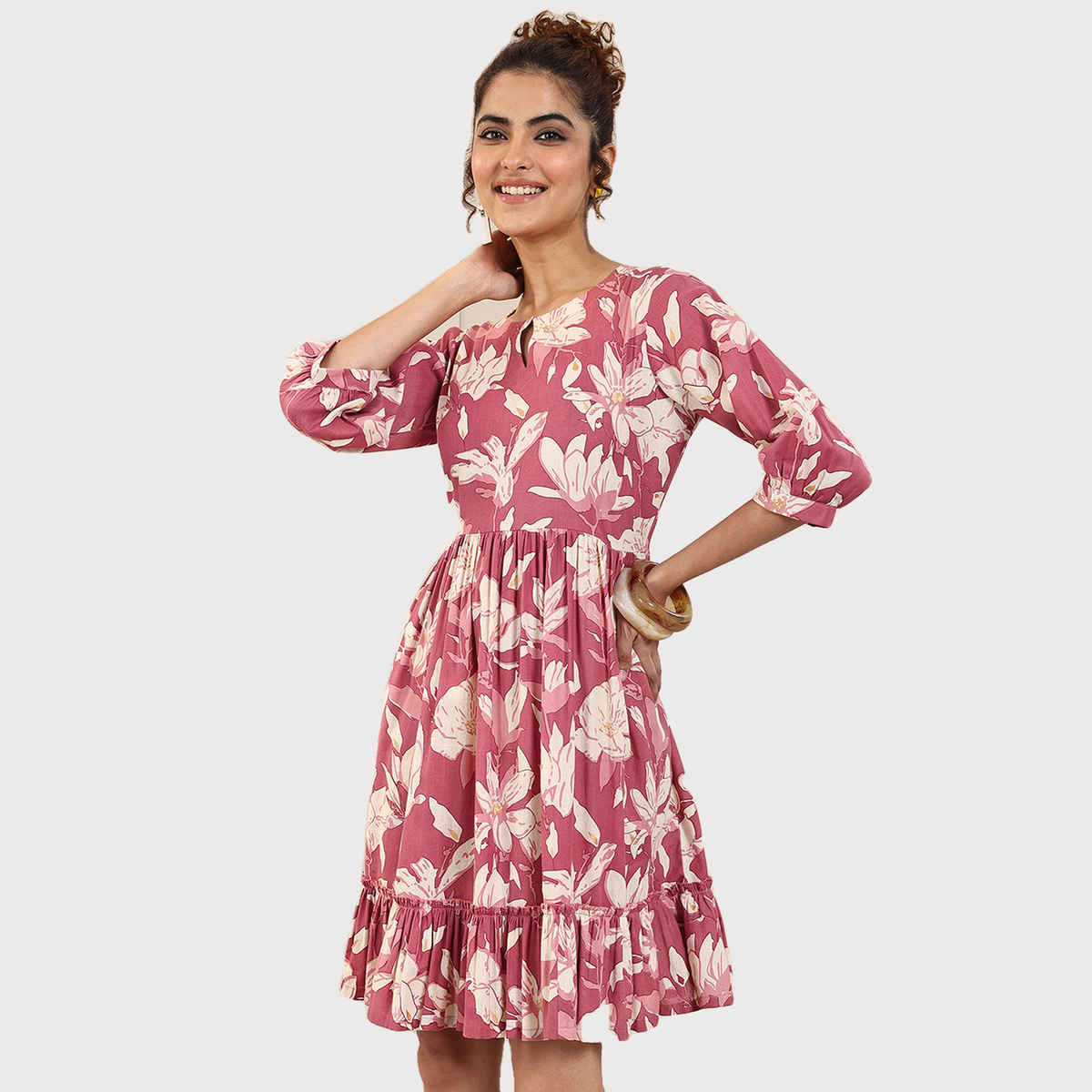 Libas Women's Printed Cotton Fit and Flare One Piece Dress - Buy at ...