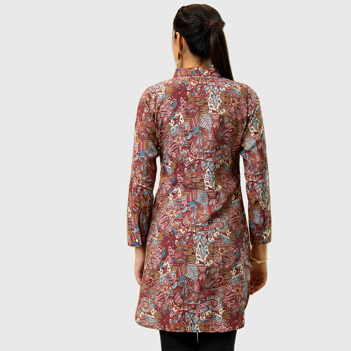 Libas Women's Ethnic Motif Printed Kurti with Extended Back | 37210 | Mauve - S