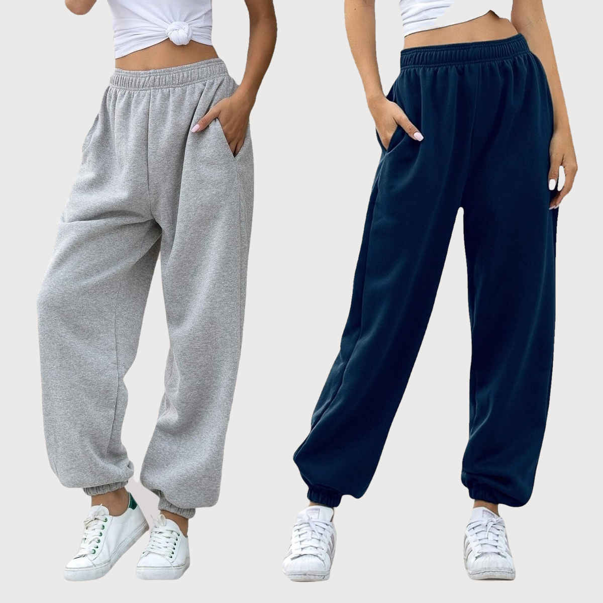 Q-rious Women's Cozyflex Joggers | Plaz-CARGO-2c | Navy & Grey - 32