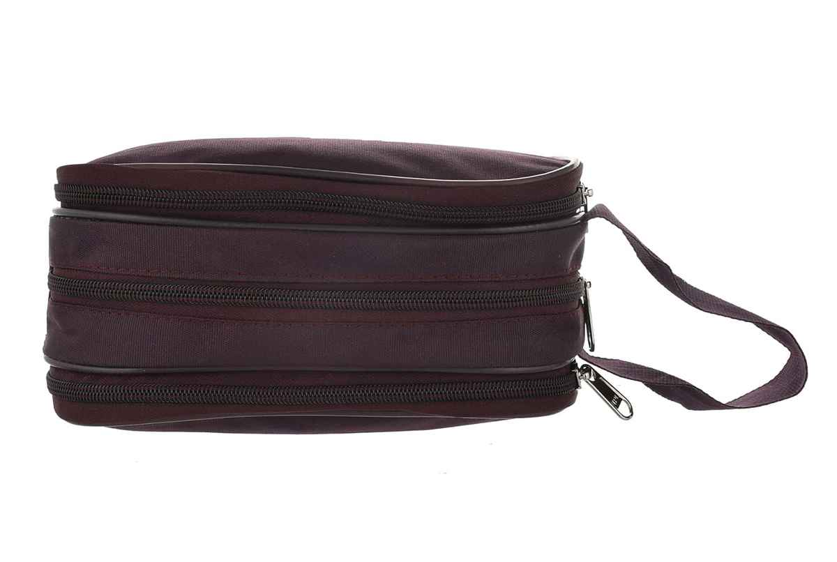 Kuber Industries Toiletry Bag|Travel Shaving Kit & Cosmetic Organizer|3 Zipper Compartments|Maroon