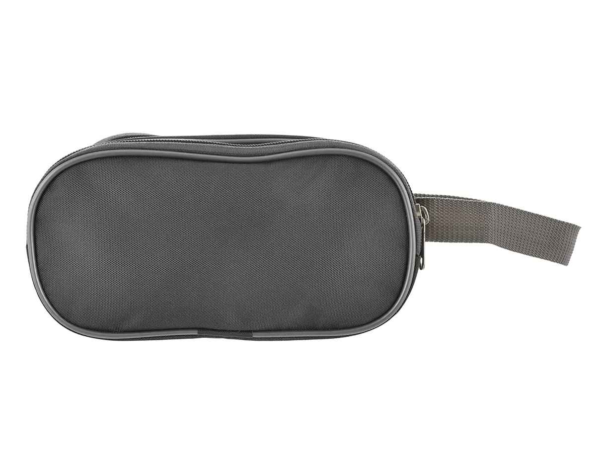 Kuber Industries Rexine Toiletry Bag | Lightweight Travel Shaving Kit with Carry Strap | Grey