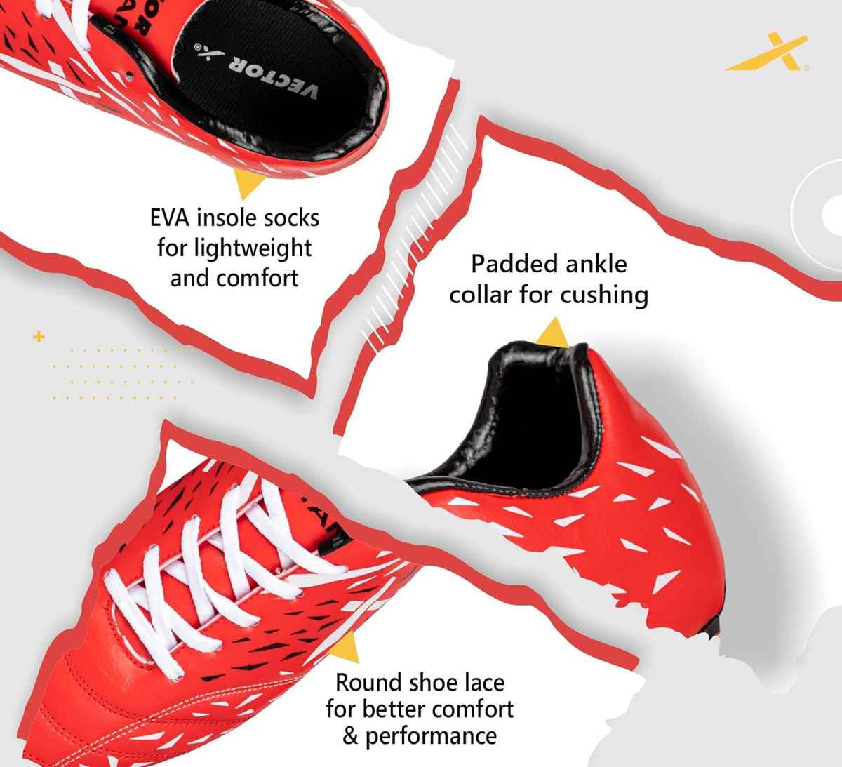 Vector X Titan Football Shoes For Mens Sports And Athletic |Red Size - 9