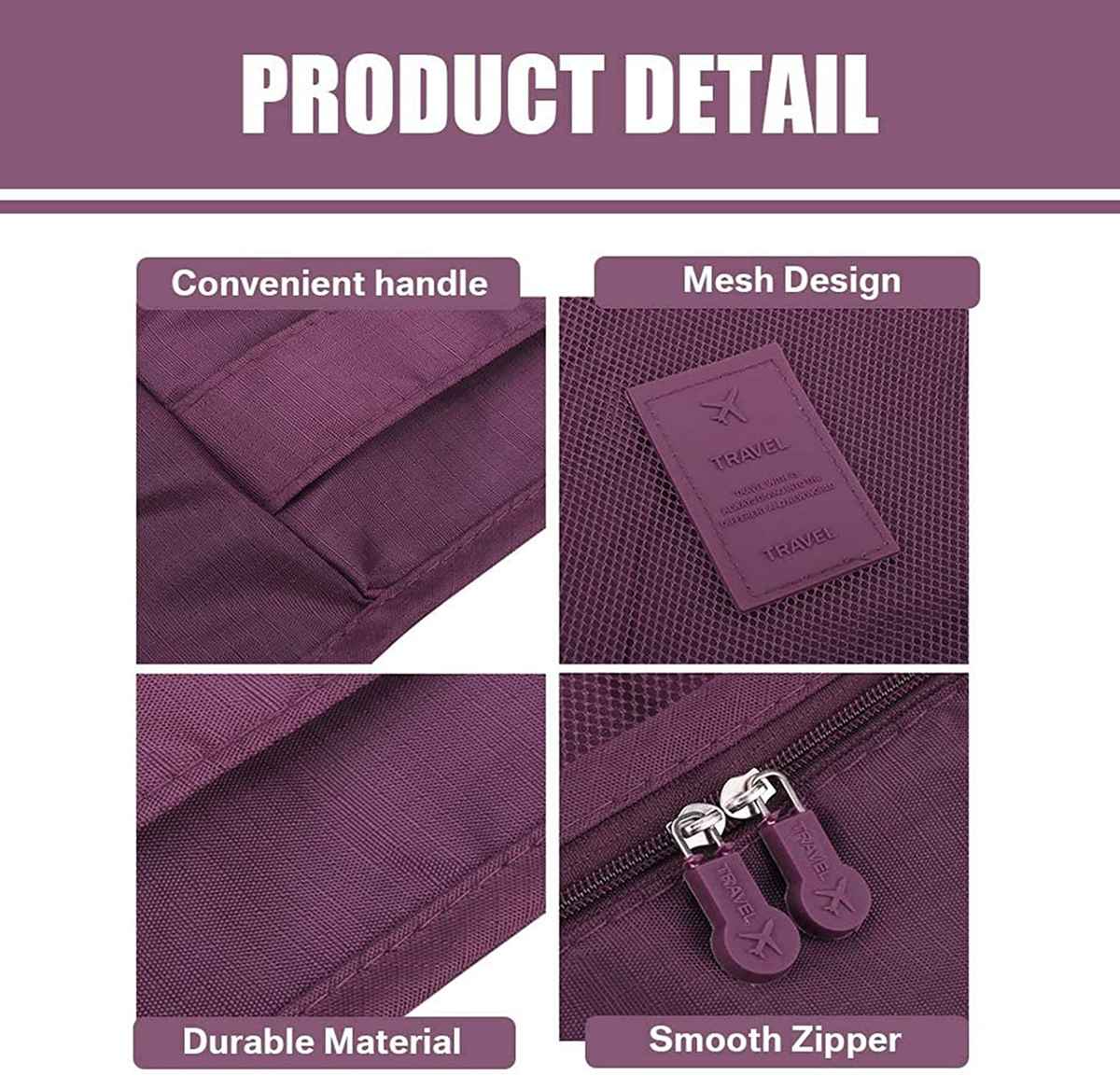 Awestuffs 6 pcs Luggage Compression Pouches, Laundry Bags and Digital Pouch | Maroon