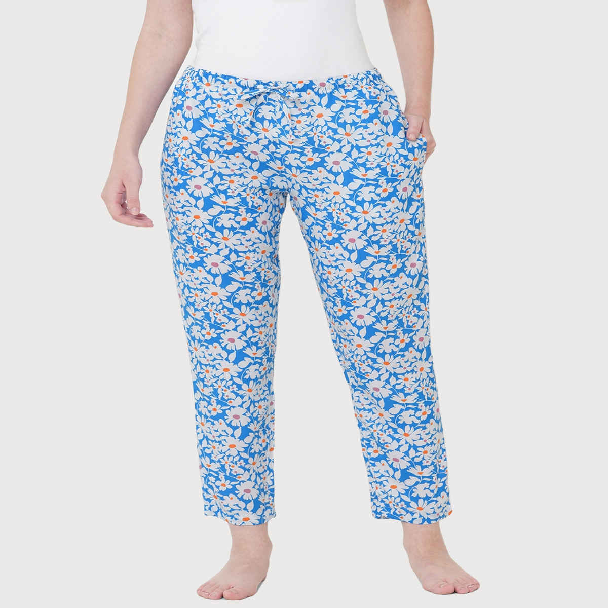 Urban Scottish Women s USWPJ504 Floral Printed Lounge Pyjama Pants | Blue - L