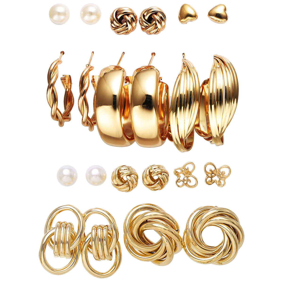 Shining Diva Fashion 11 Pairs Combo Set Stylish Hoop Stud Earrings for Women and Girls | 14949er