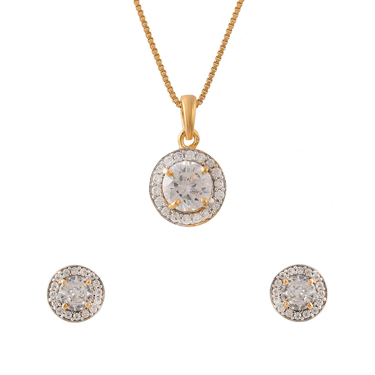 Voylla Sparkling Elegance Golden Glow Pendant Set