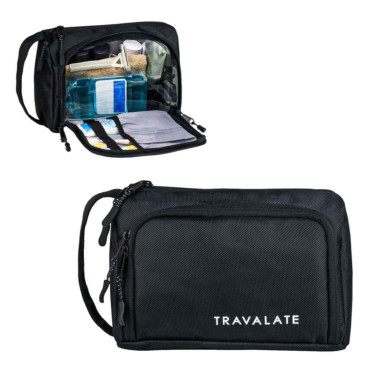 TRAVALATE Lightweight Toiletry Organizer Dopp Kit | Unisex Multipurpose, Makeup Kit Bag | Black