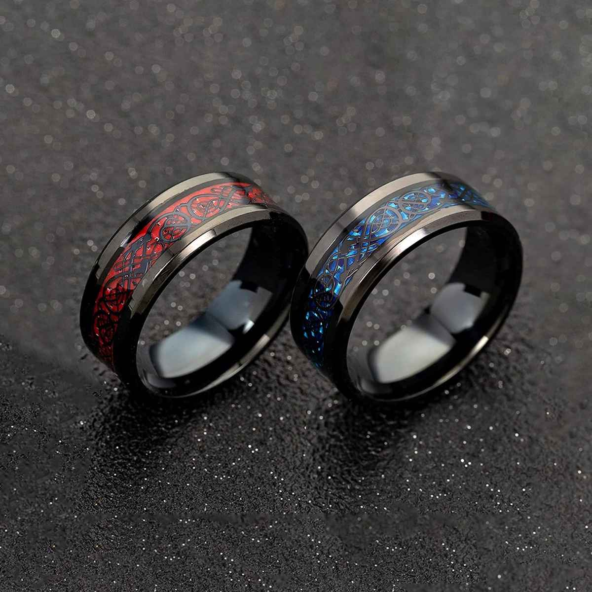 Yellow Chimes Men Silver-Plated Set Of 2 Stainless Steel Celtic Finger Rings Size 11