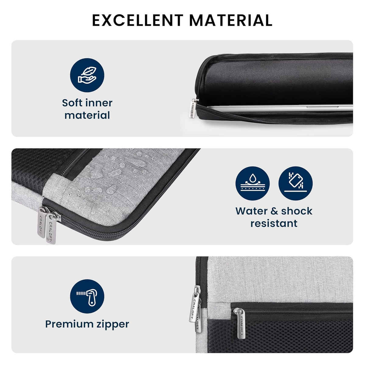 Craloft 14 Inch Laptop Sleeve Cover Bag for MacBook/Dell/HP/Lenovo - Office & Travel Use (L32)
