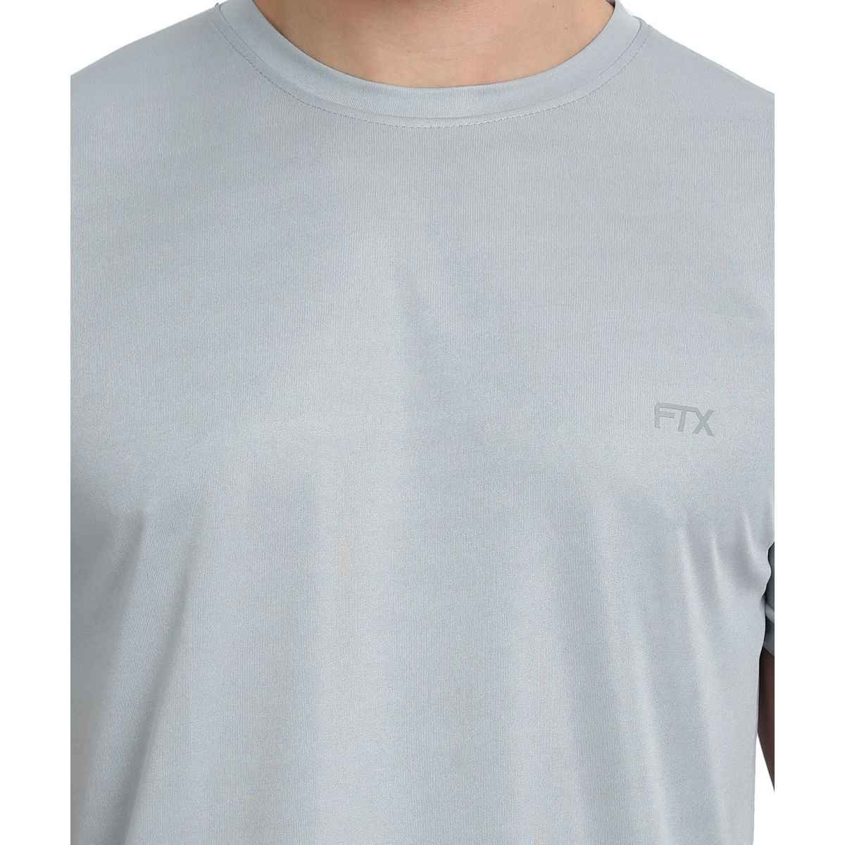 FTX Men s Solid Round Neck Polyester Half Sleeve Casual T-shirt | Black-Navy-Steel-Grey | S