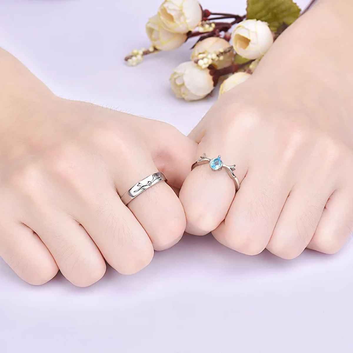 YouBella Silver Plated Heart Proposal Adjustable Couple Ring | YBRG-20321