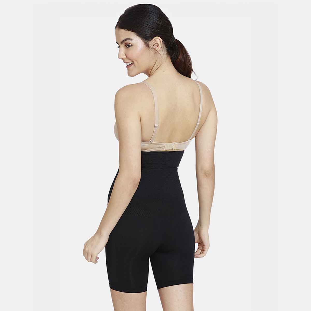 Zivame Women's All day Highwaist Thigh Shaper | Black - S