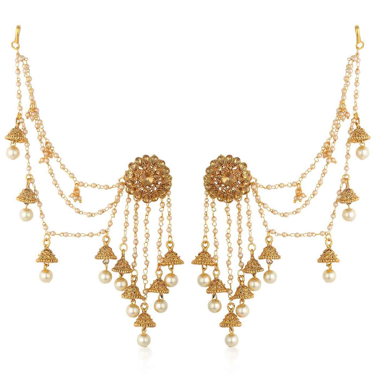 Sukkhi Glorious Gold Plated Bahubali Inspired Long Chain Jhumki Earrings For Women