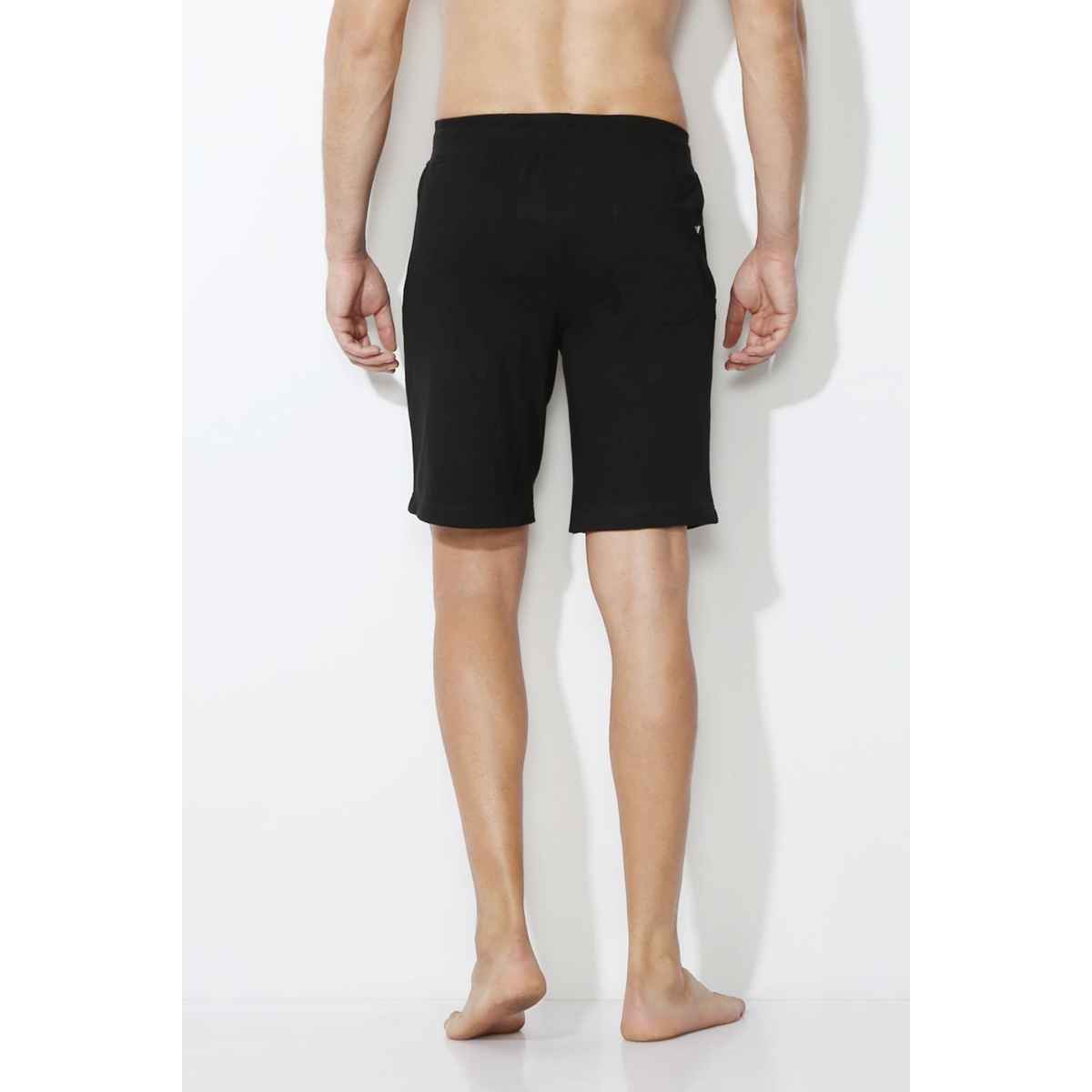 Van Heusen Athleisure Men Cotton Black Solid Smart Tech Easy Stain Release Knit Shorts |XL