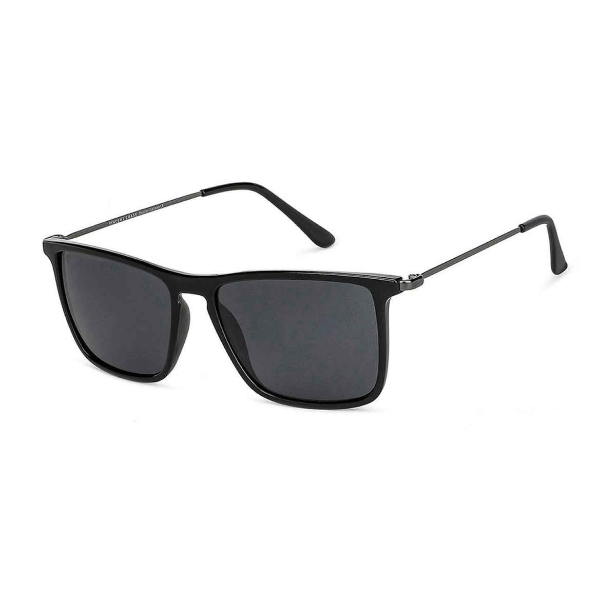 Vincent Chase By Lenskart Unisex Stainless Steel Sunglasses | Black - L