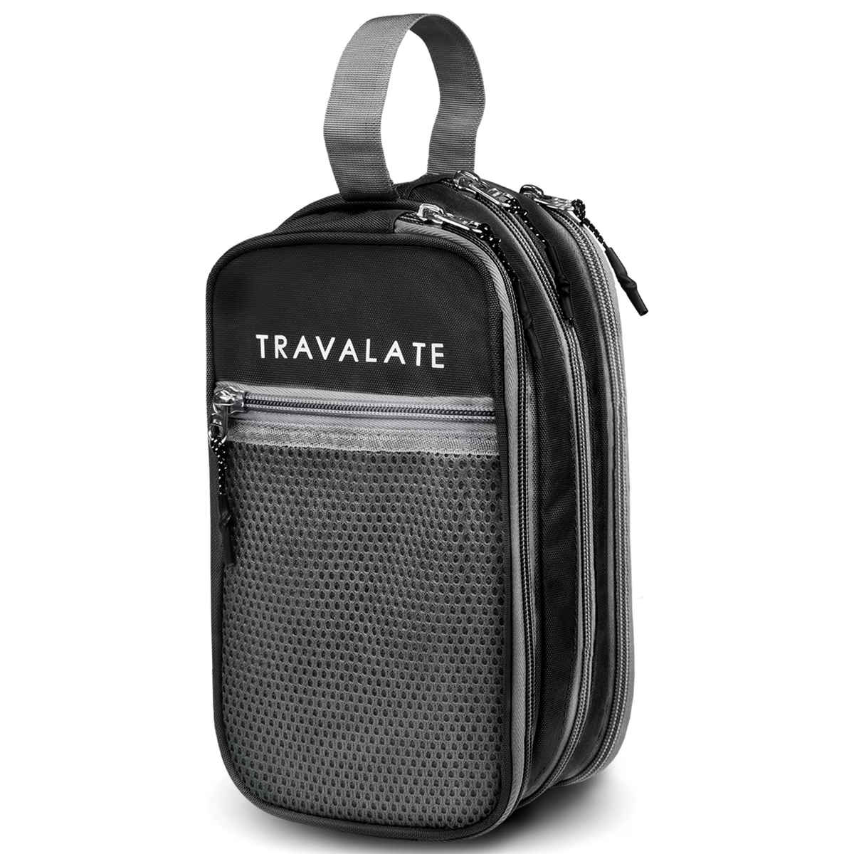 TRAVALATE Three Compartment Travel Toiletry Kit | Black