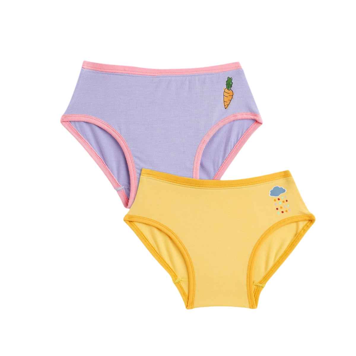 XY Life Hipsters for Girls, Modal, Antimicrobial - Violet+Minion Yellow | 13-14Y| Pack Of 2 Panty