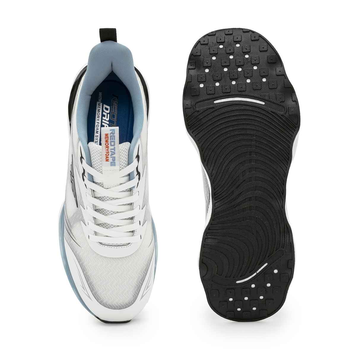 Red Tape Men's Athleisure Sneakers | Cultured Round-Toe Shape & Cushioning | White and Blue - UK 9