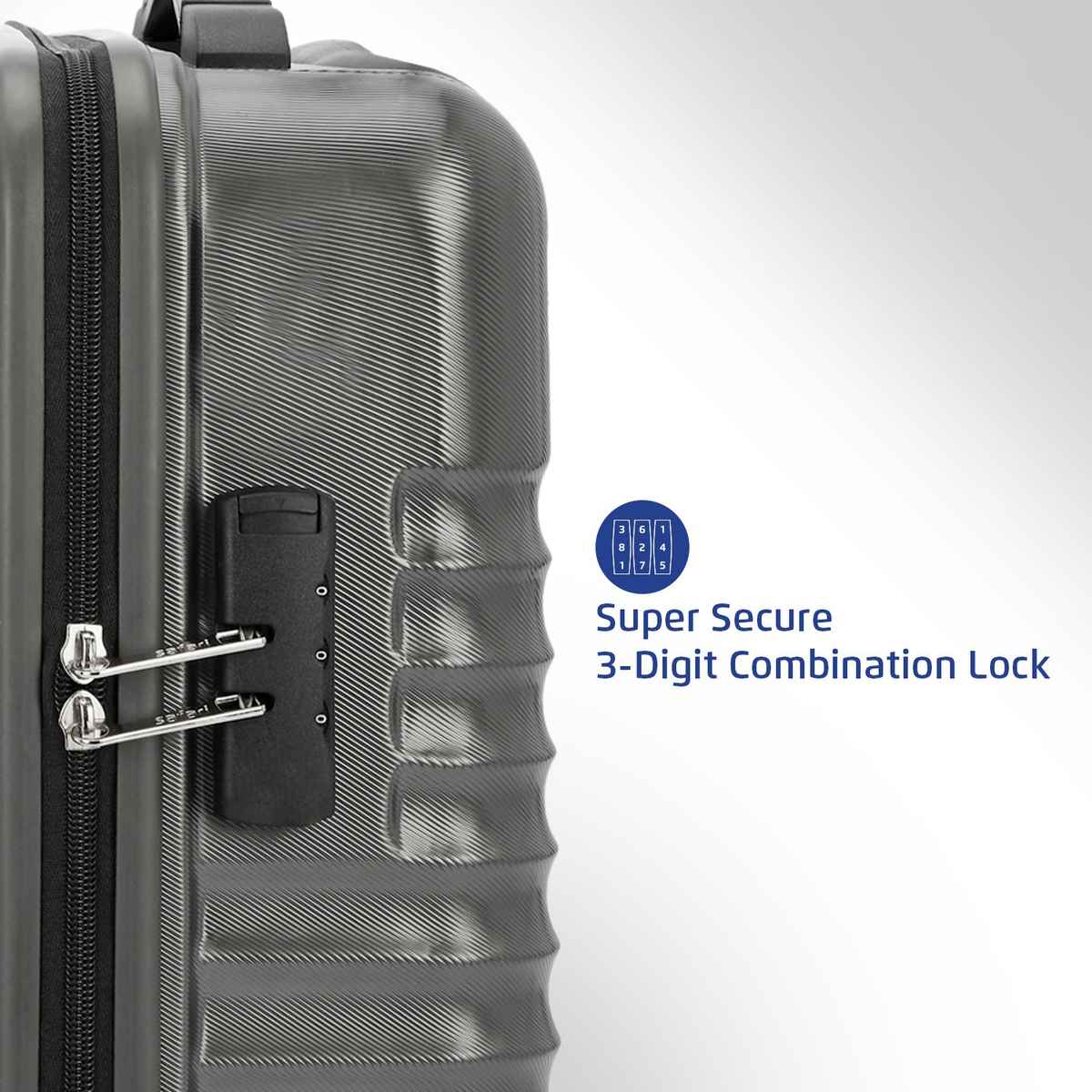 Safari Avancer Cabin Luggage, Hard Trolley Bag | Gun Metal