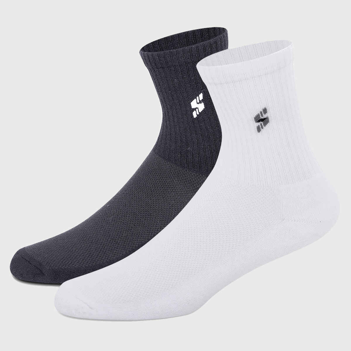 Supersox Men's Solid Combed Cotton Socks | Black and White - Free Size