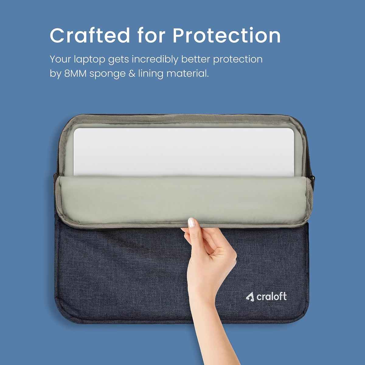 Craloft 15-15.6 Inch Laptop Sleeve Cover Bag for MacBook/Dell/HP/Lenovo - Office & Travel Use (L26)