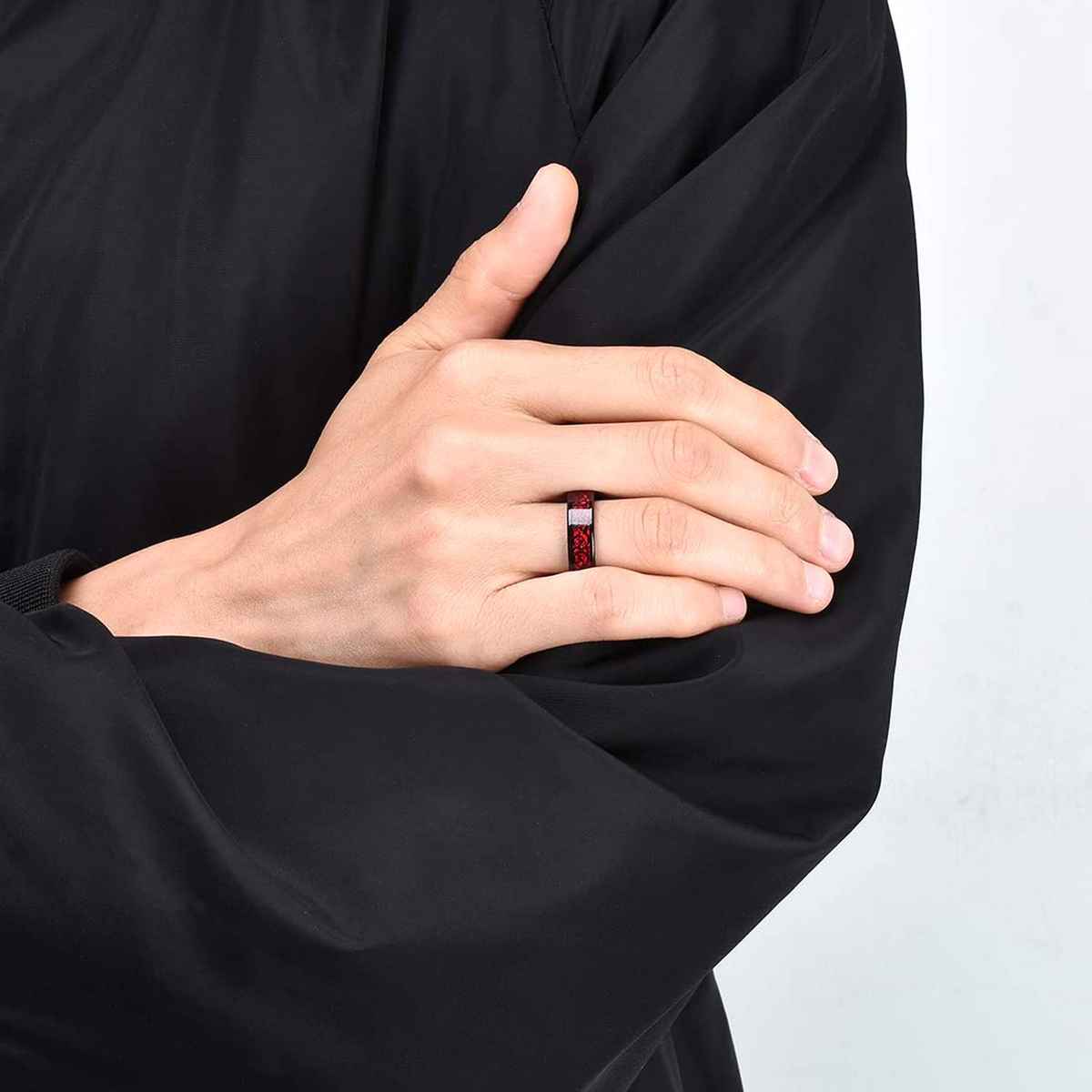 Yellow Chimes Men Silver-Plated Set Of 2 Stainless Steel Celtic Finger Rings Size 11