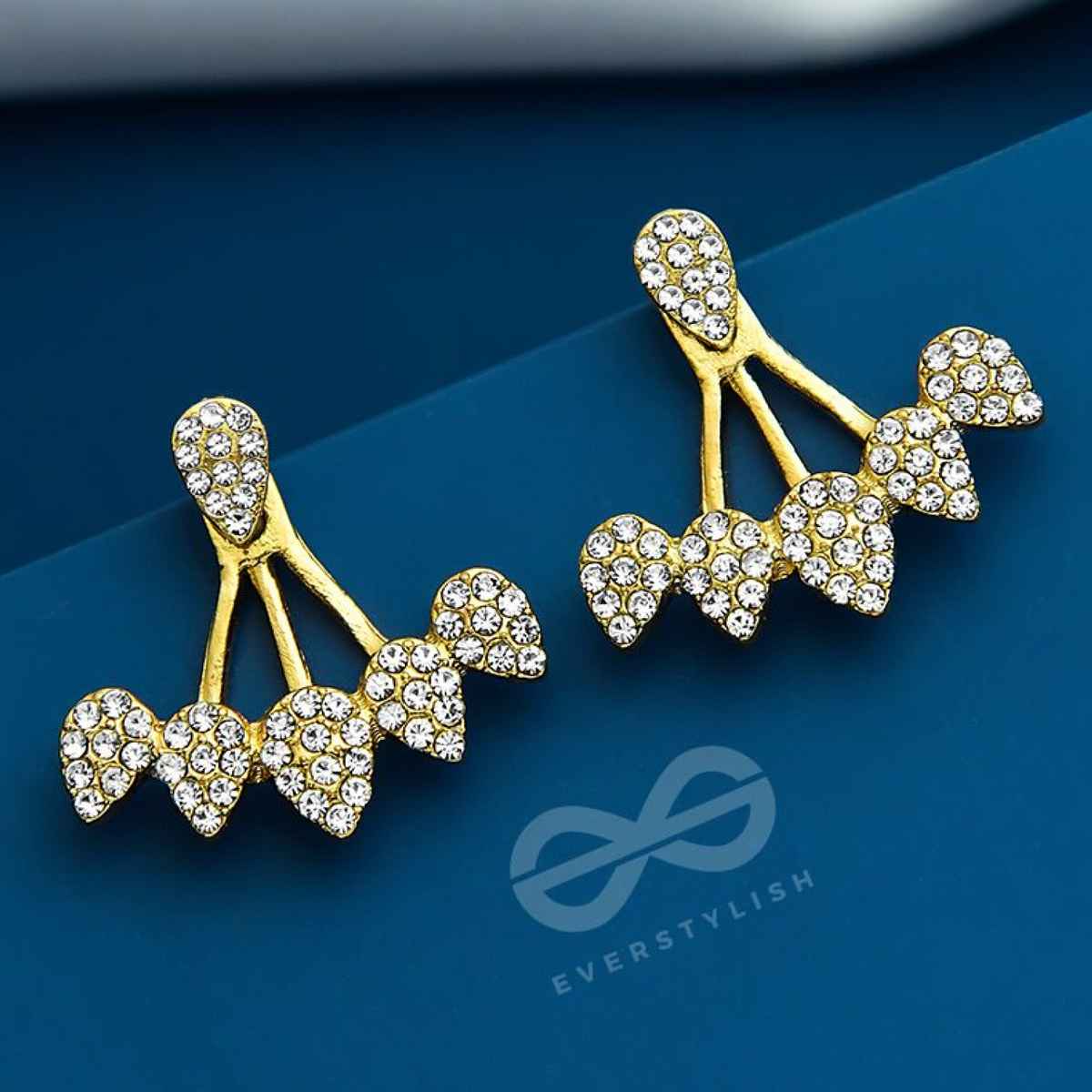 Everstylish The Arctic Shrub-Golden Rhinestones Ear Jackets