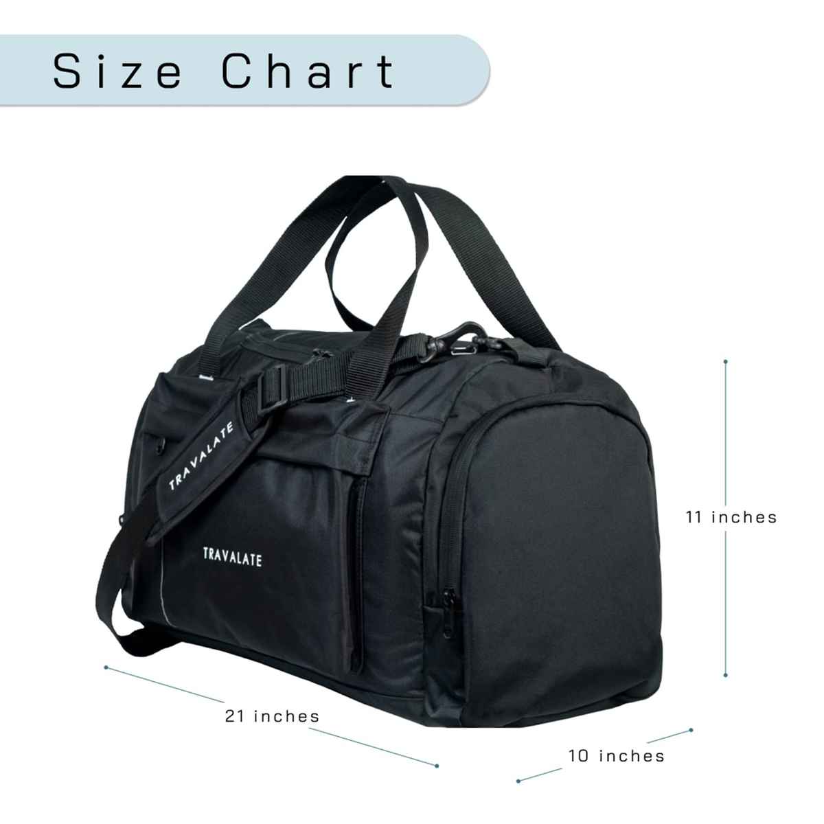 TRAVALATE Polyester Travel Duffle Luggage Bag | Multi Pocket Ultra-Light | Black - 45 L