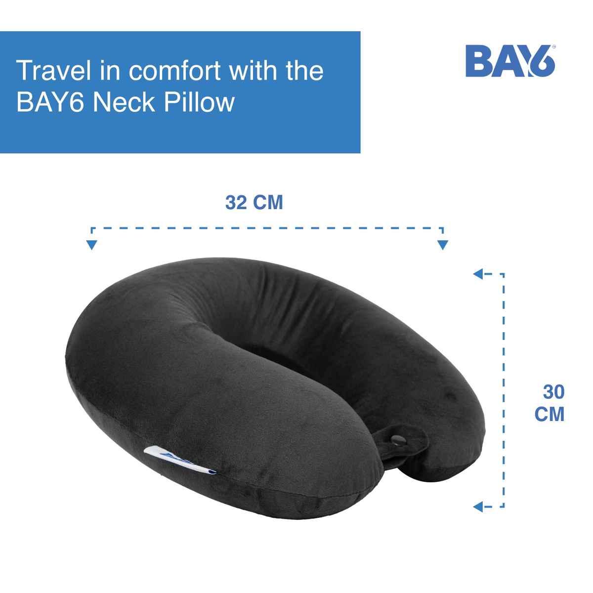 BAY6 Solid Memory Foam Neck Pillow | Black - One Size