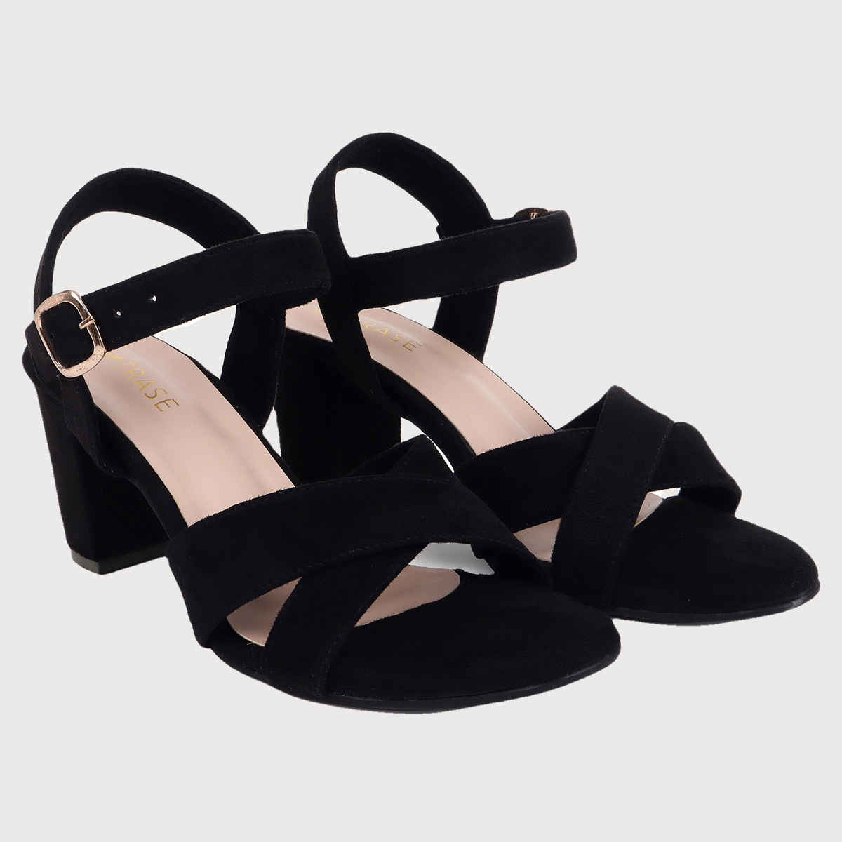 Trase Block Heels Sandals For Women - Black | 7 UK