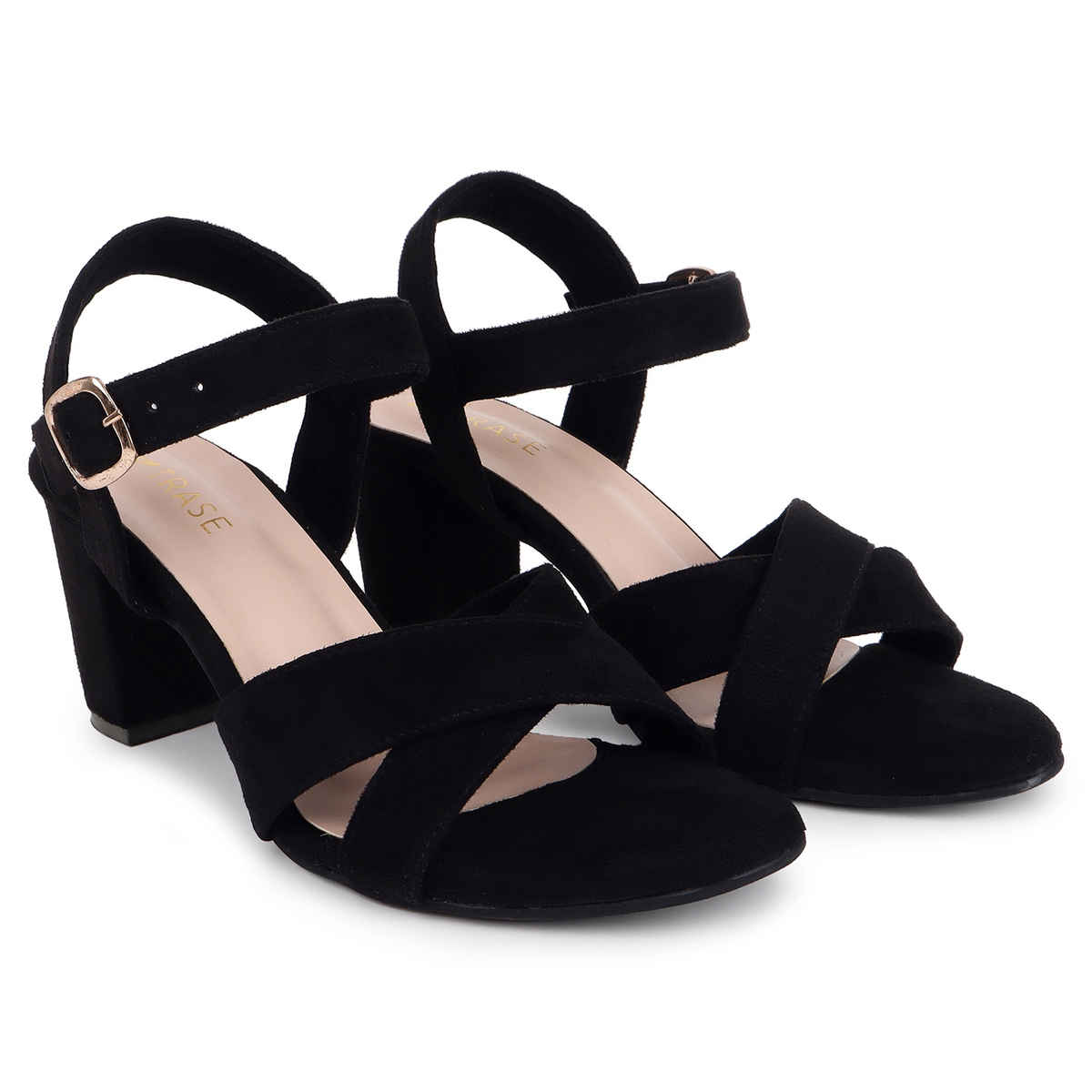 Trase Block Heels Sandals For Women - Black | 5 UK