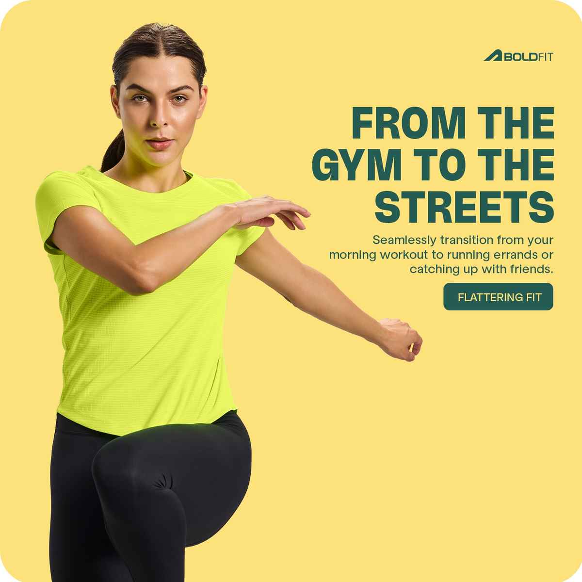 Boldfit Women's Sports T-shirt Quick Dry Fit | Fluoro - L