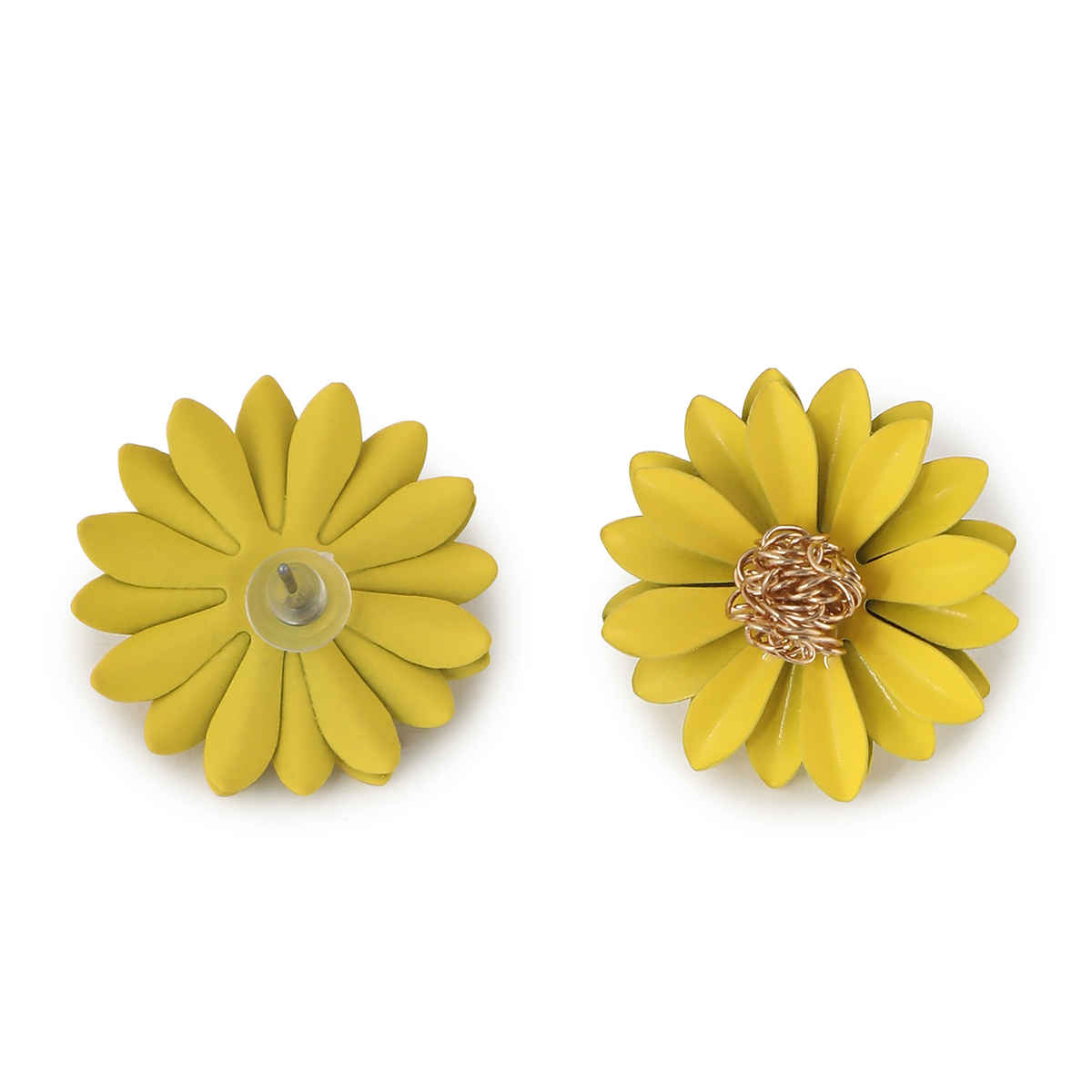 Sohi Yellow Gold Plated Floral Studs Earrings