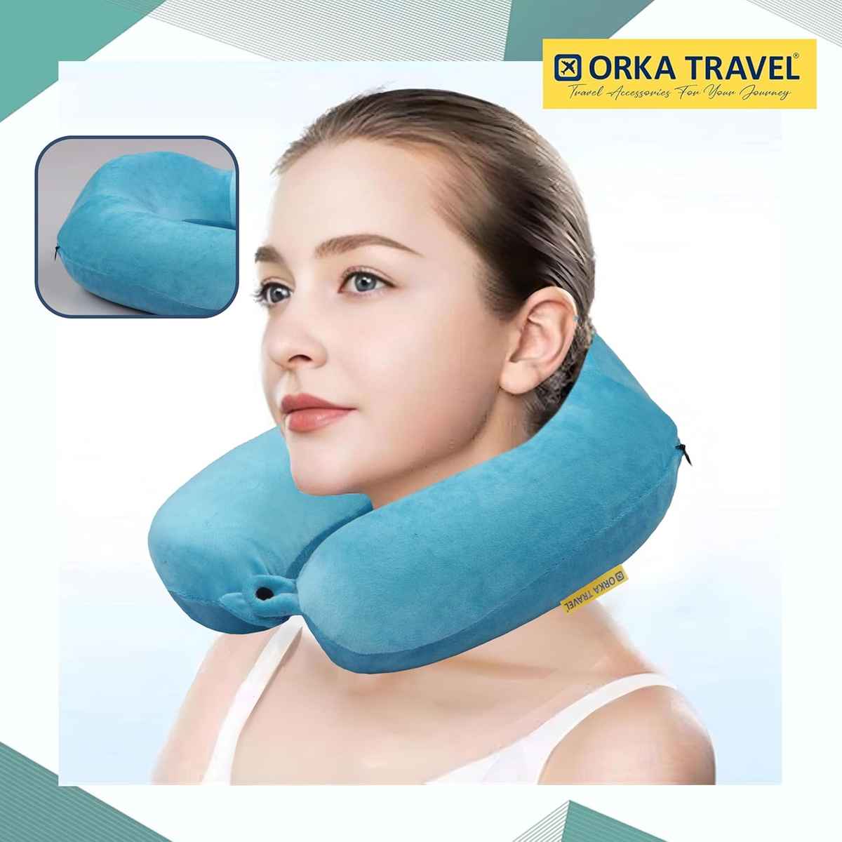 ORKA Unisex Solid Supersoft Neck Pillow | Teal - One Size