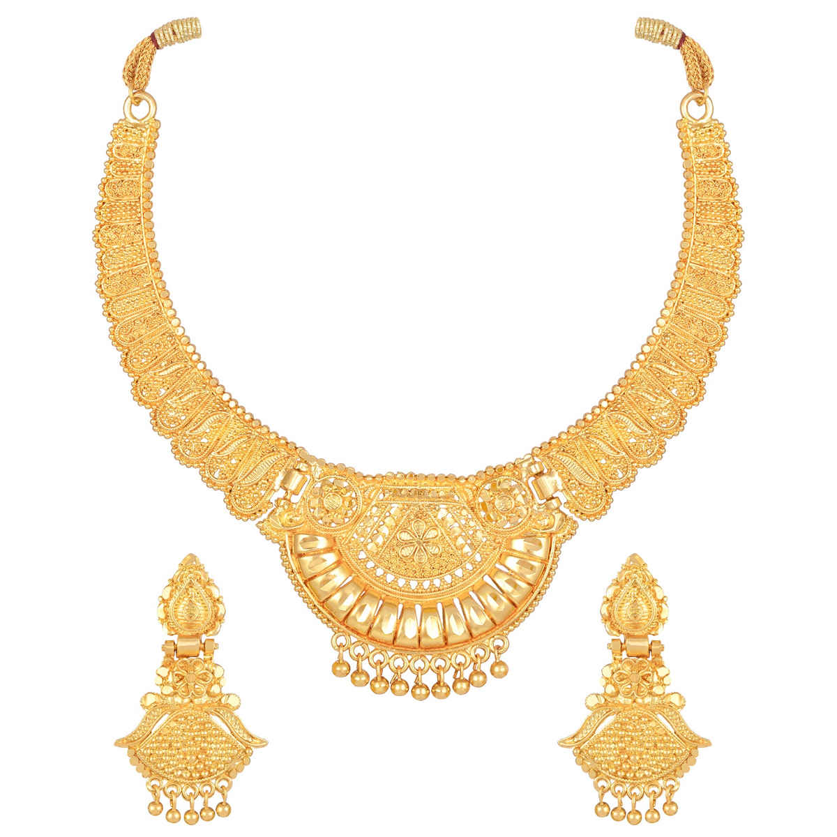 Shining Diva Fashion Choker Design Traditional One Gram Gold Plated Jewellery Set for Women 11534s