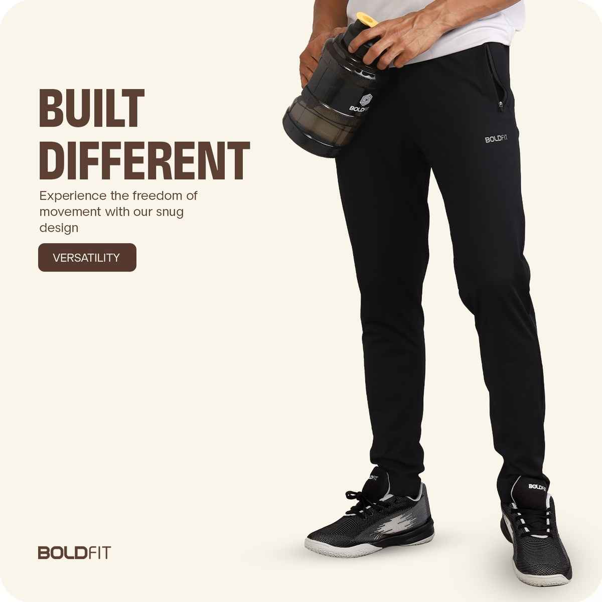 Boldfit Men's Track Pant Slim Fit Joggers Running Gym Lower Activewear | Black - XL