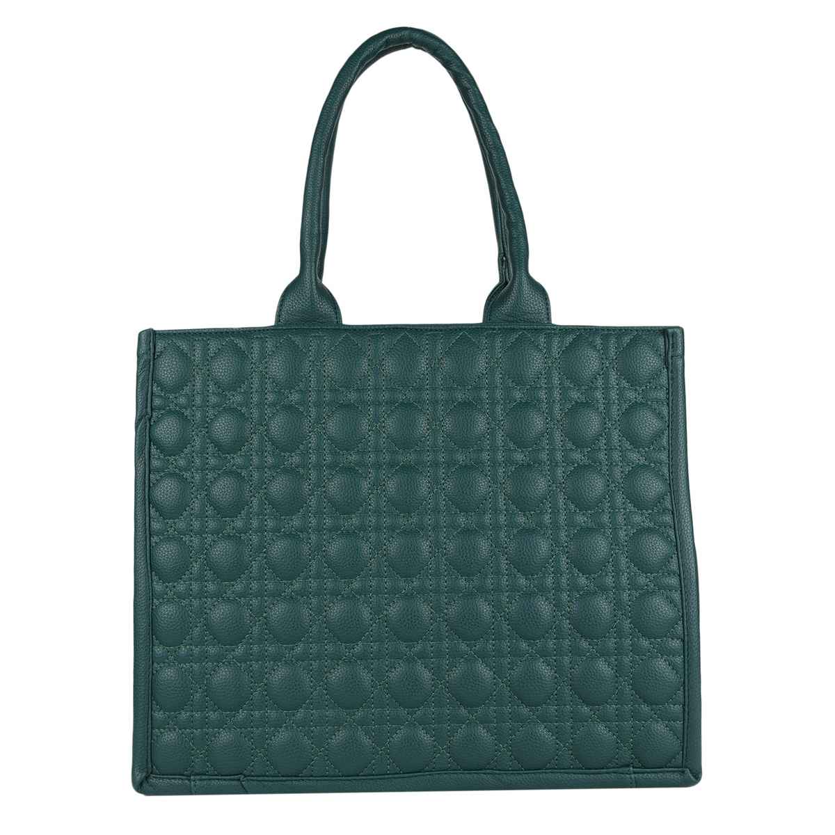 Mini Wesst Women's Textured PU 20 L Double Handle Tote Bag | Green - Regular