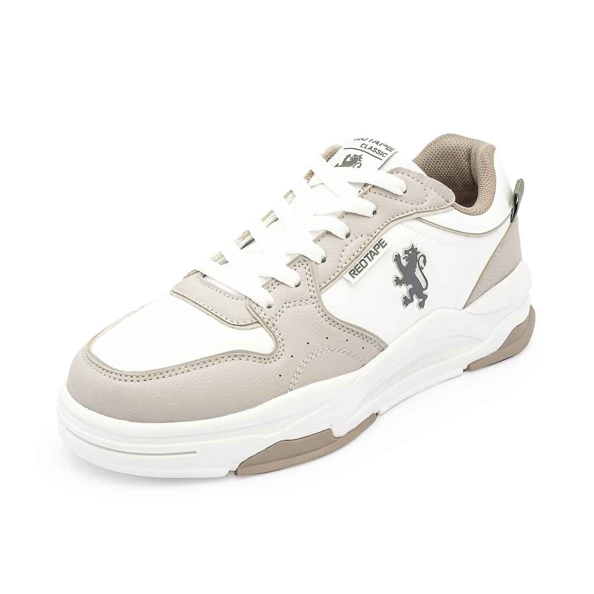 Red Tape Men's Lifestyle Sneakers | Durable Traction | Lightweight | White and Beige - UK 7
