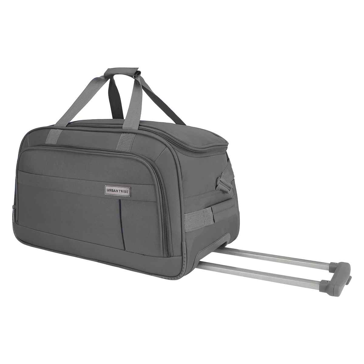 Urban Tribe Unisex Solid Polyester 60 L Telescopic Duffle Trolley Bag | Grey