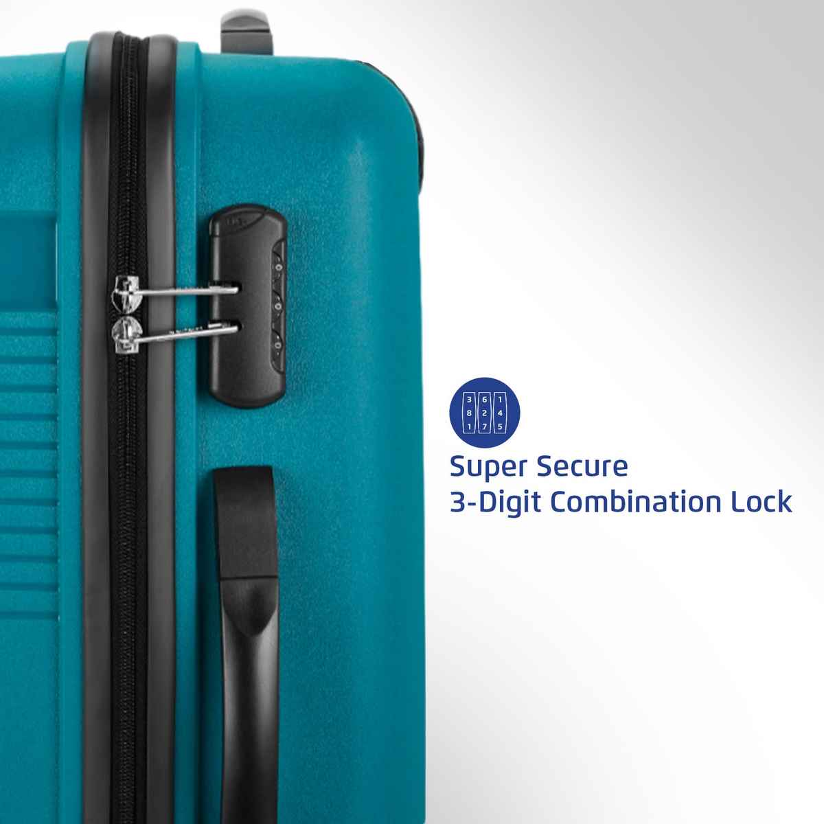 Safari Textured ABS and Polycarbonate Telescopic Trolley Bag | Teal Green - L