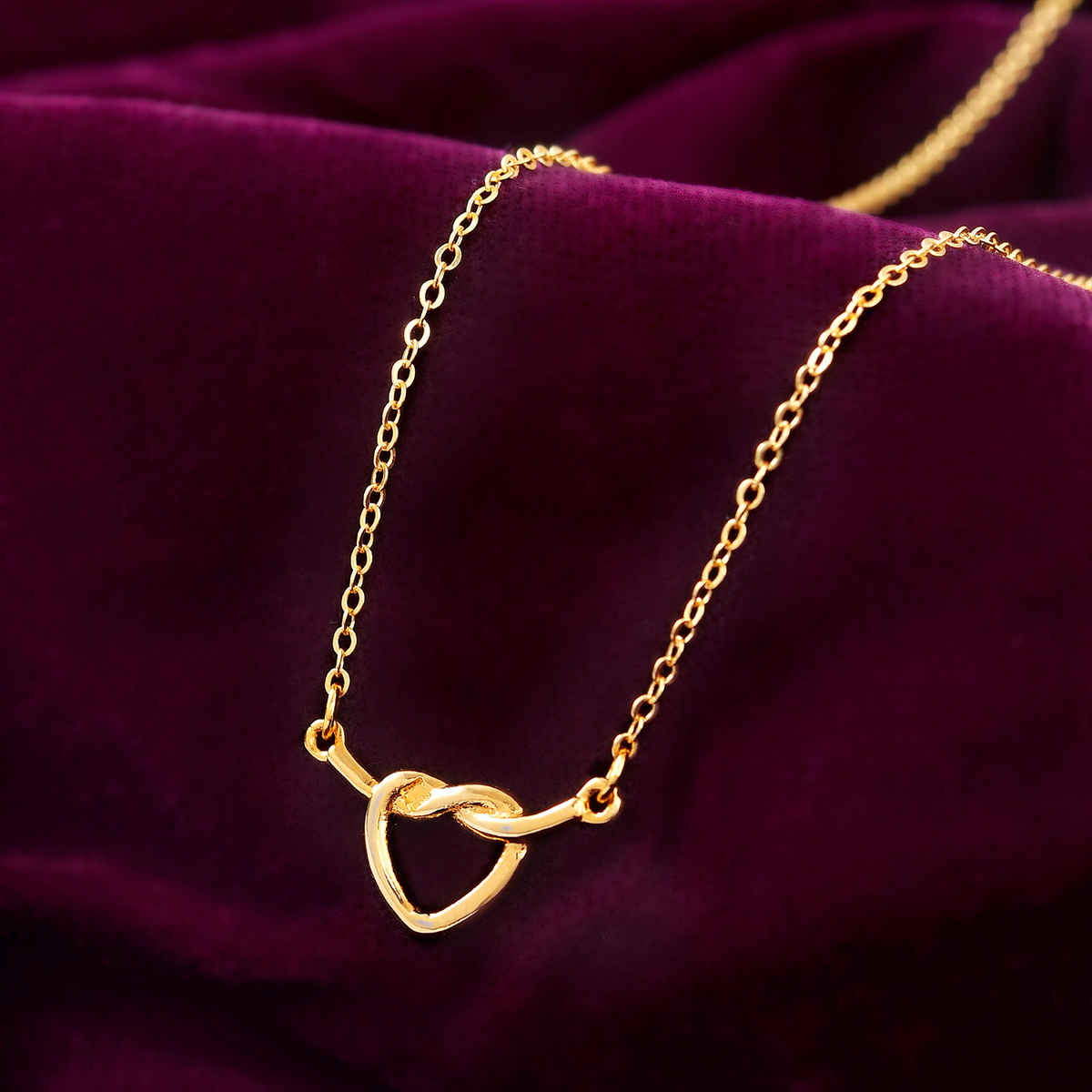 Voylla Valentine's Day Heart Knot Pendant Necklace